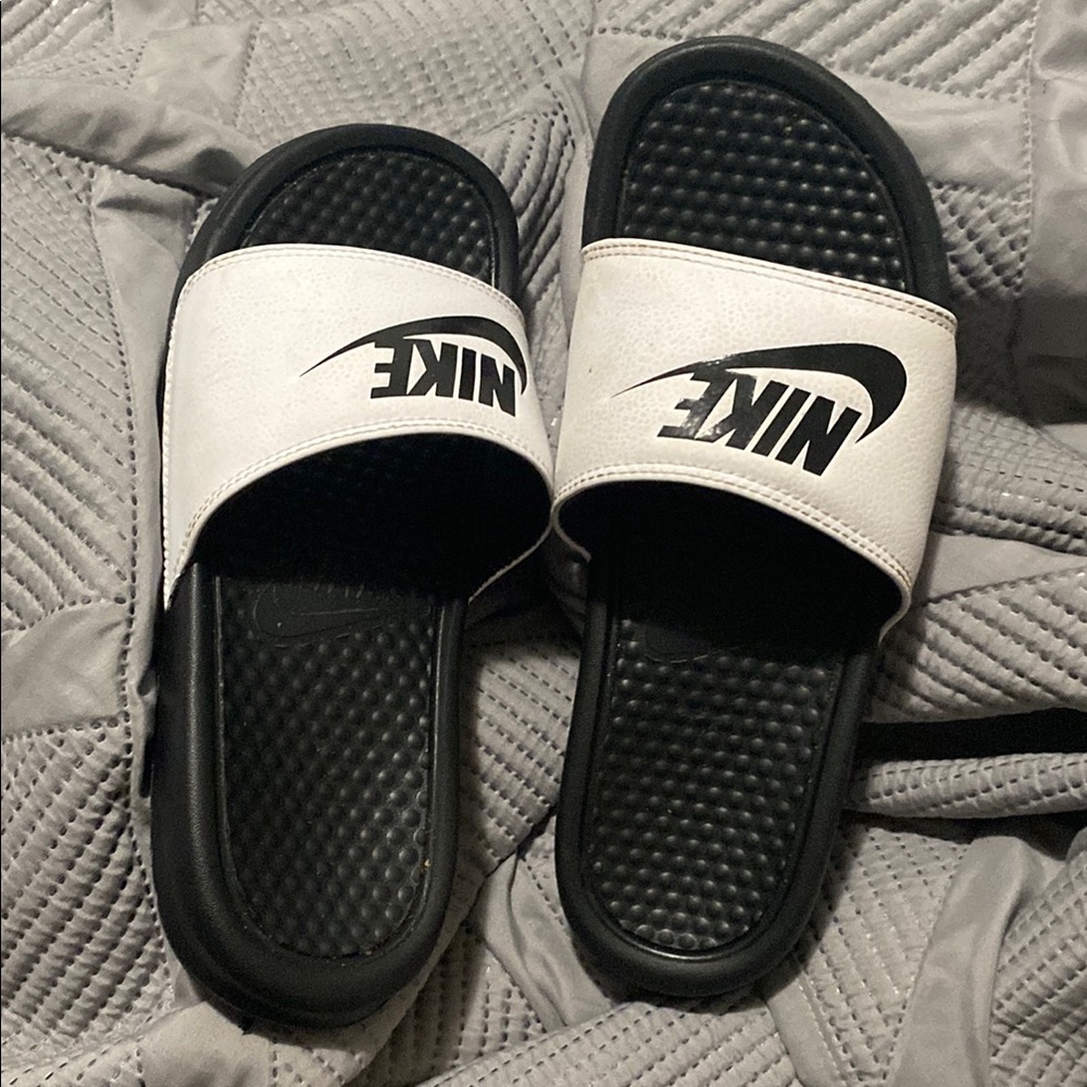 Nike Black and White Slide Sandals